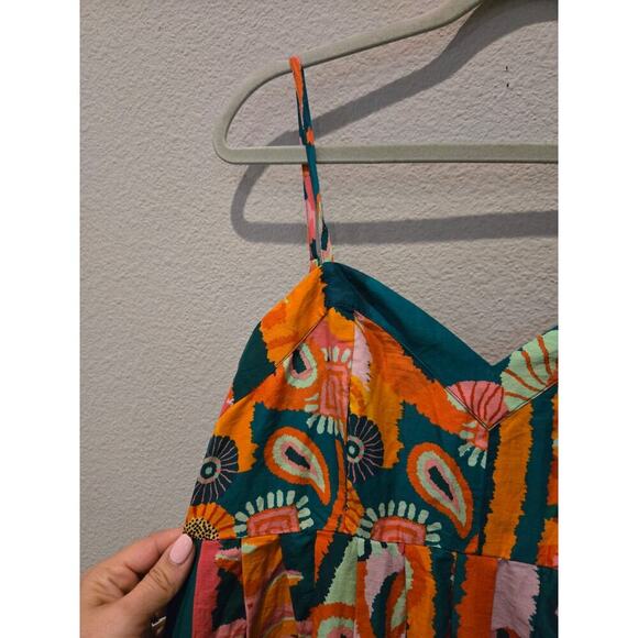 Farm Rio x Anthropologie Women's Pleated Palm Midi Dress Multicolor M - Picture 4 of 13